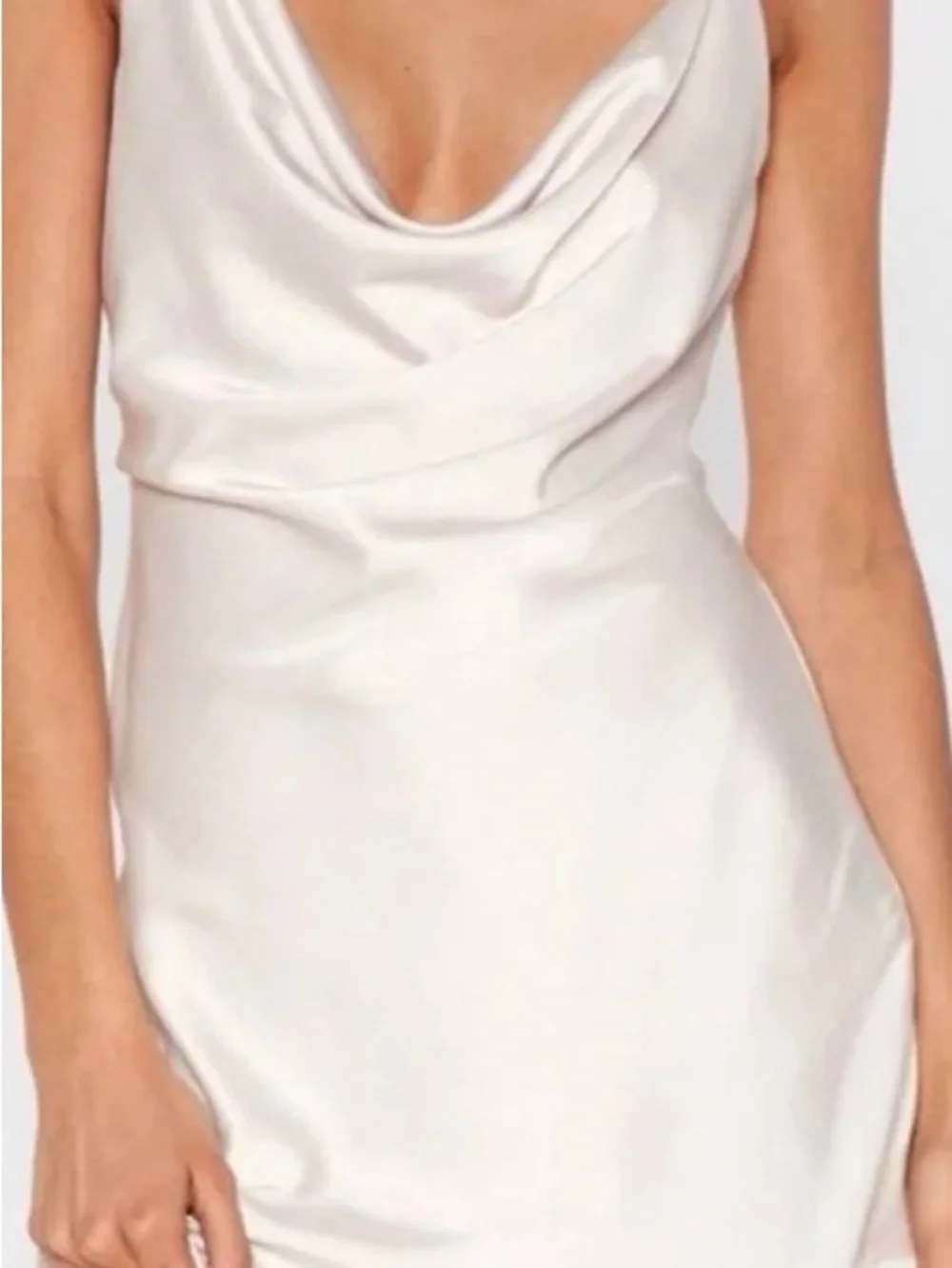 Nasty Gal Cream Satin Cowl Slip Dress